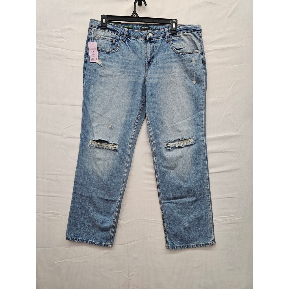 Wild Fable Womens Mid Rise Straight Distressed Ripped Jeans Light Wash 16 NEW
